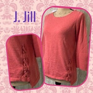J. JILL - Pink Side-Laced Pink 3/4 Sleeve Sweater